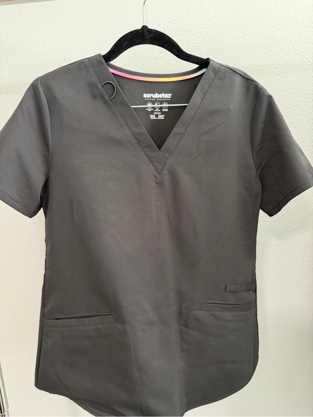 Scrubstar Women’s Black V-Neck Medical Scrub Top with Accent Trim